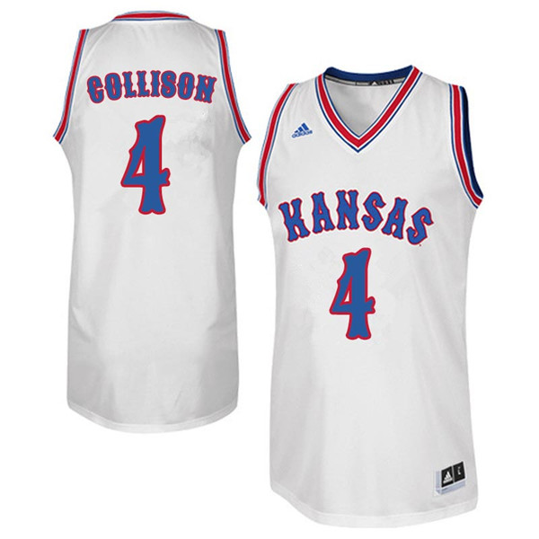 Men #4 Nick Collison Kansas Jayhawks Retro Throwback College Basketball Jerseys Sale-White